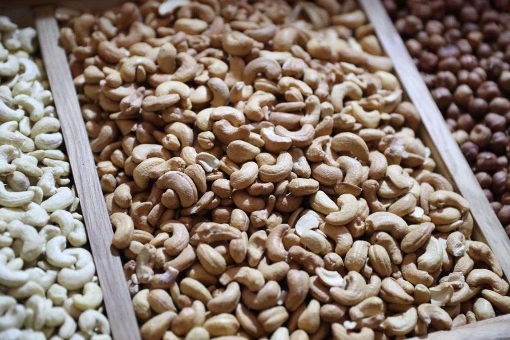 MOSCOW, RUSSIA - MAY 26, 2018: Cashew nuts for sale at the Usachyovsky Market in Moscow's Khamovniki District. Anton Novoderezhkin/TASS (Photo by Anton NovoderezhkinTASS via Getty Images)