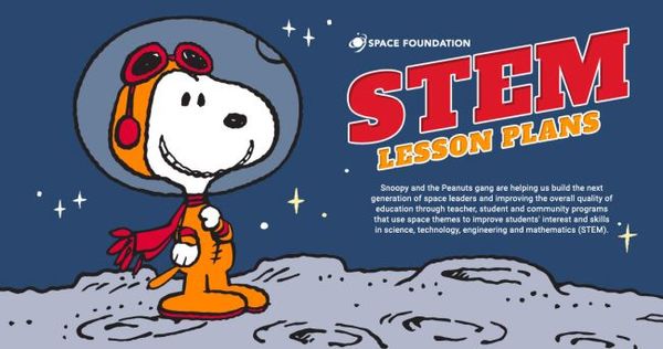 تشاركت مؤسسة الفضاء The Space Foundation مع صناع القصة الفكاهية المصورة بينتس Peanuts لإنتاج 10 خطط لـ10 دروس، كلها تكون متاحة مجانًا للتحميل بصيغة PDF من هنا: https://www.discoverspace.org/education/for-educators/stem-lesson-plans/ حقوق الصورة: The Space Foundation/Peanuts