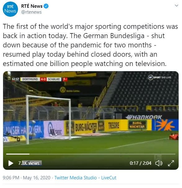 وكالة أنباء: عودة الدوري الألماني شهدها “مليار” متابع