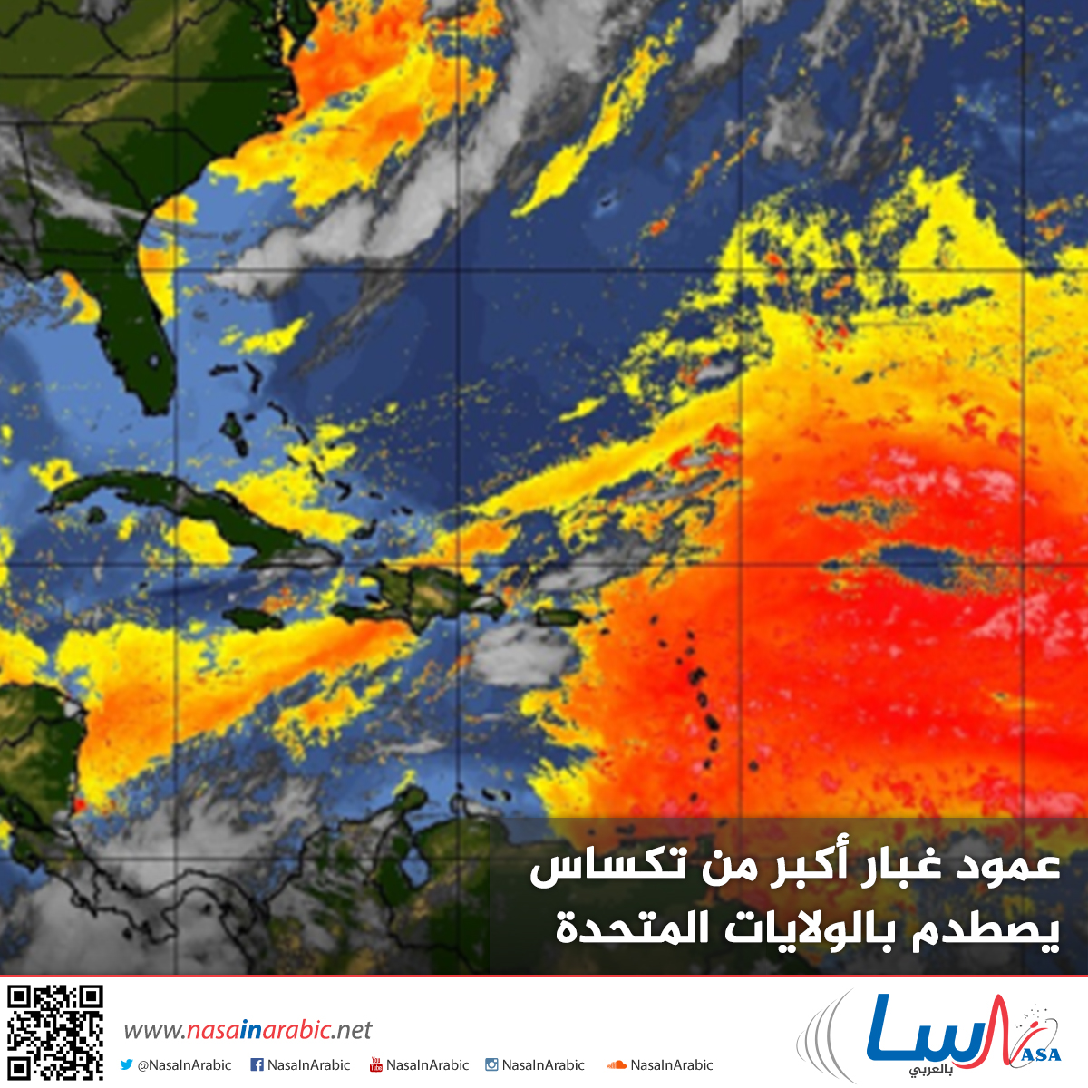 عمود غبار أكبر من تكساس يصطدم بالولايات المتحدة