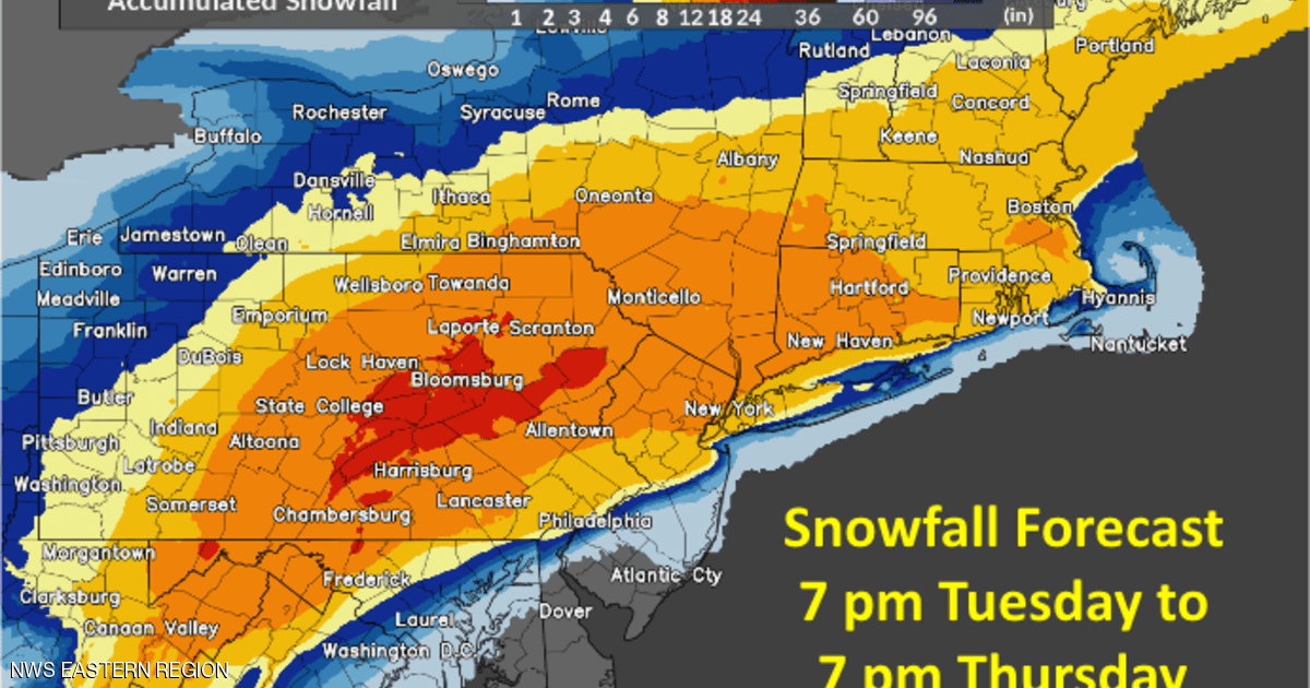 شرق الولايات المتحدة على موعد مع أكبر عاصفة منذ سنوات