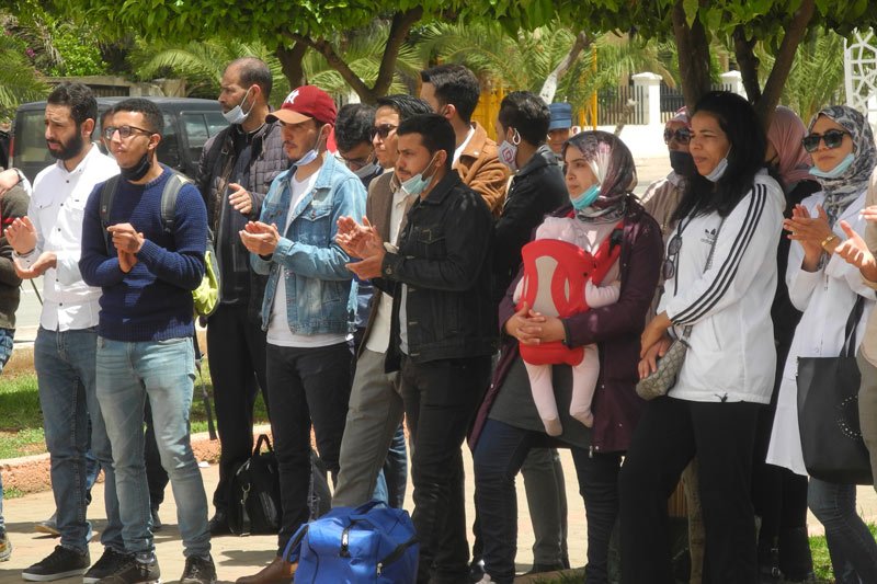 أساتذة يحتجون رغم قرار المنع بمدينة خريبكة