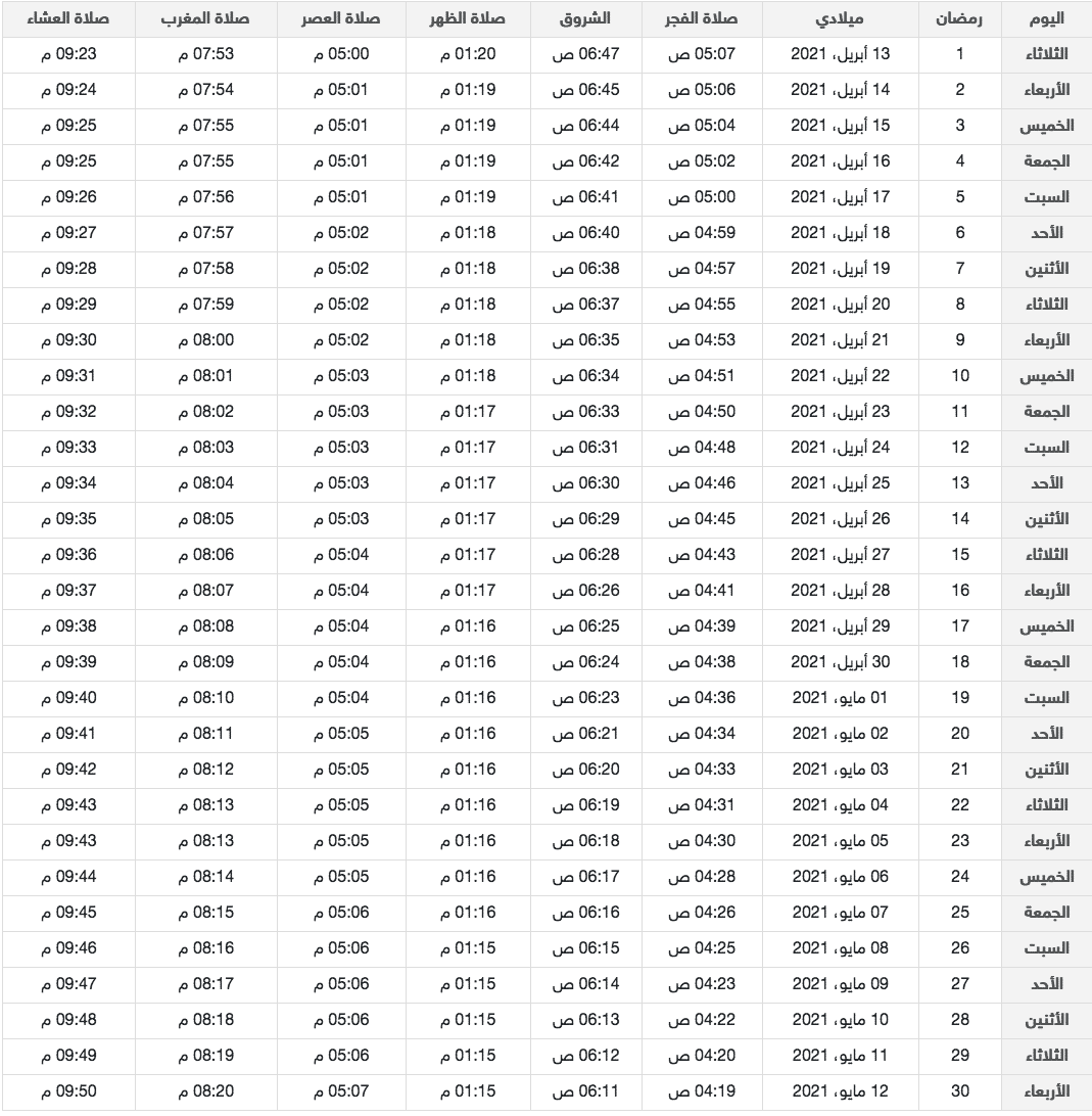 امساكية رمضان 2021 في ازمير